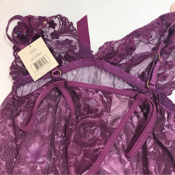 Spree Intimates Babydoll T-string Thong Two Piece Lingerie Set NWT - Picture 10 of 12